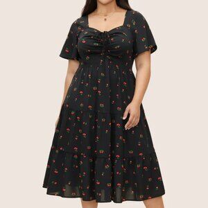 Black Cherry Print Dress